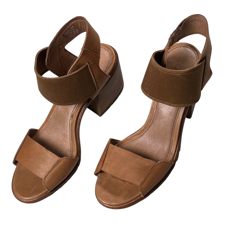 Sorel Nadia Sandals Women 9 Brown Leather Ankle Strap Block Heel Classic Chunky